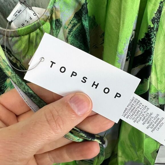 Topshop Women's Size 10 Green Floral Cami Slip Midi Dress - Picture 7 of 9